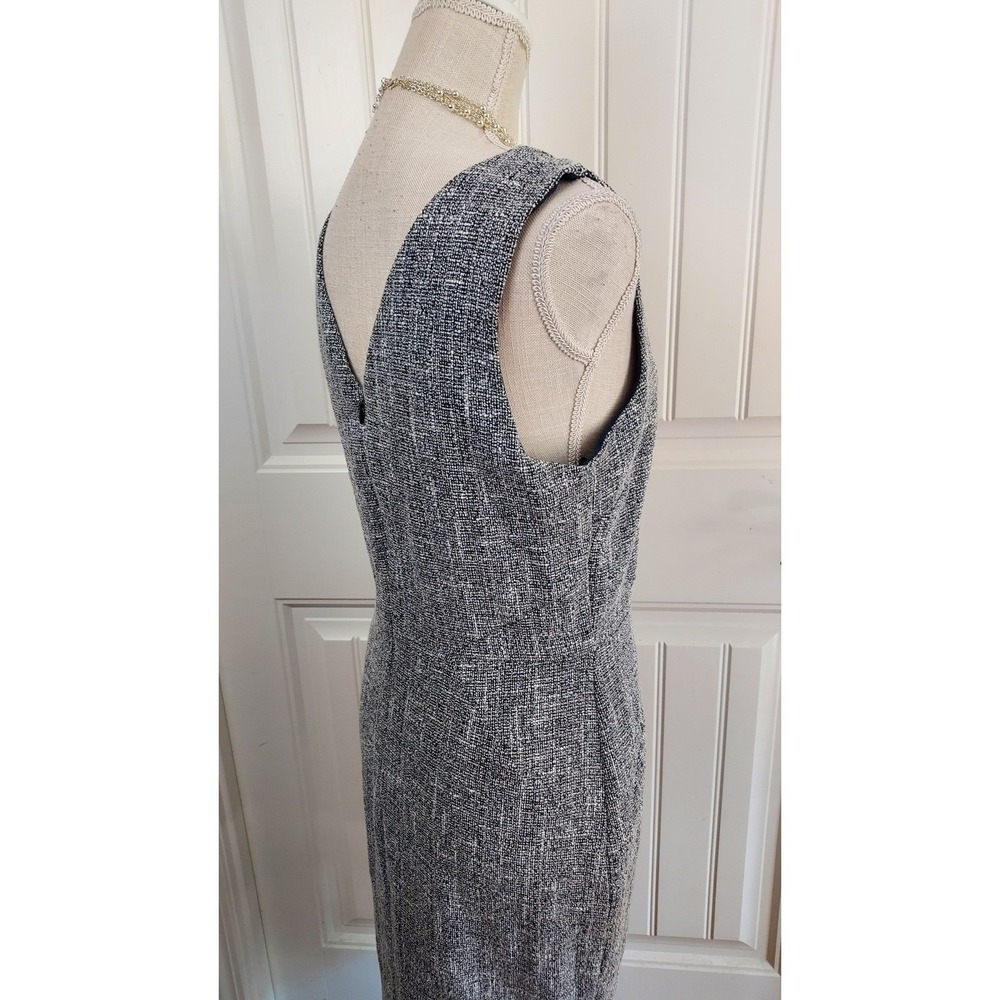 Banana Republic Dress Size 8 Navy White Tweed lined V Neck Sleeveless Career - Picture 3 of 6